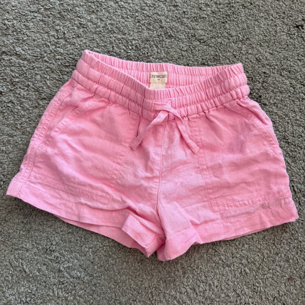 CREW CUTS Pink Linen Shorts with Elastic Waistband